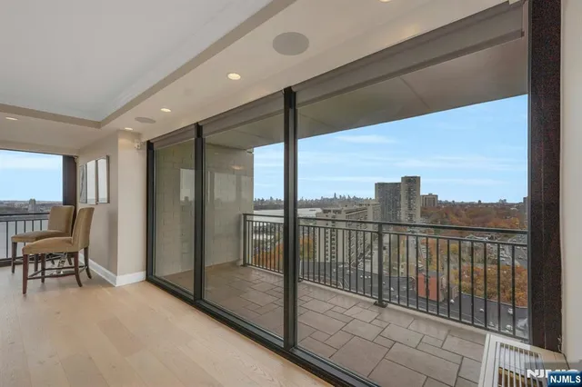 a view of a city from a balcony