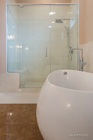 a view of a bath tub sitting in a bathroom