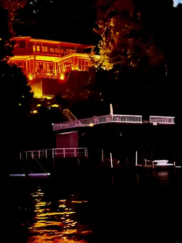 a view of a lake with houses
