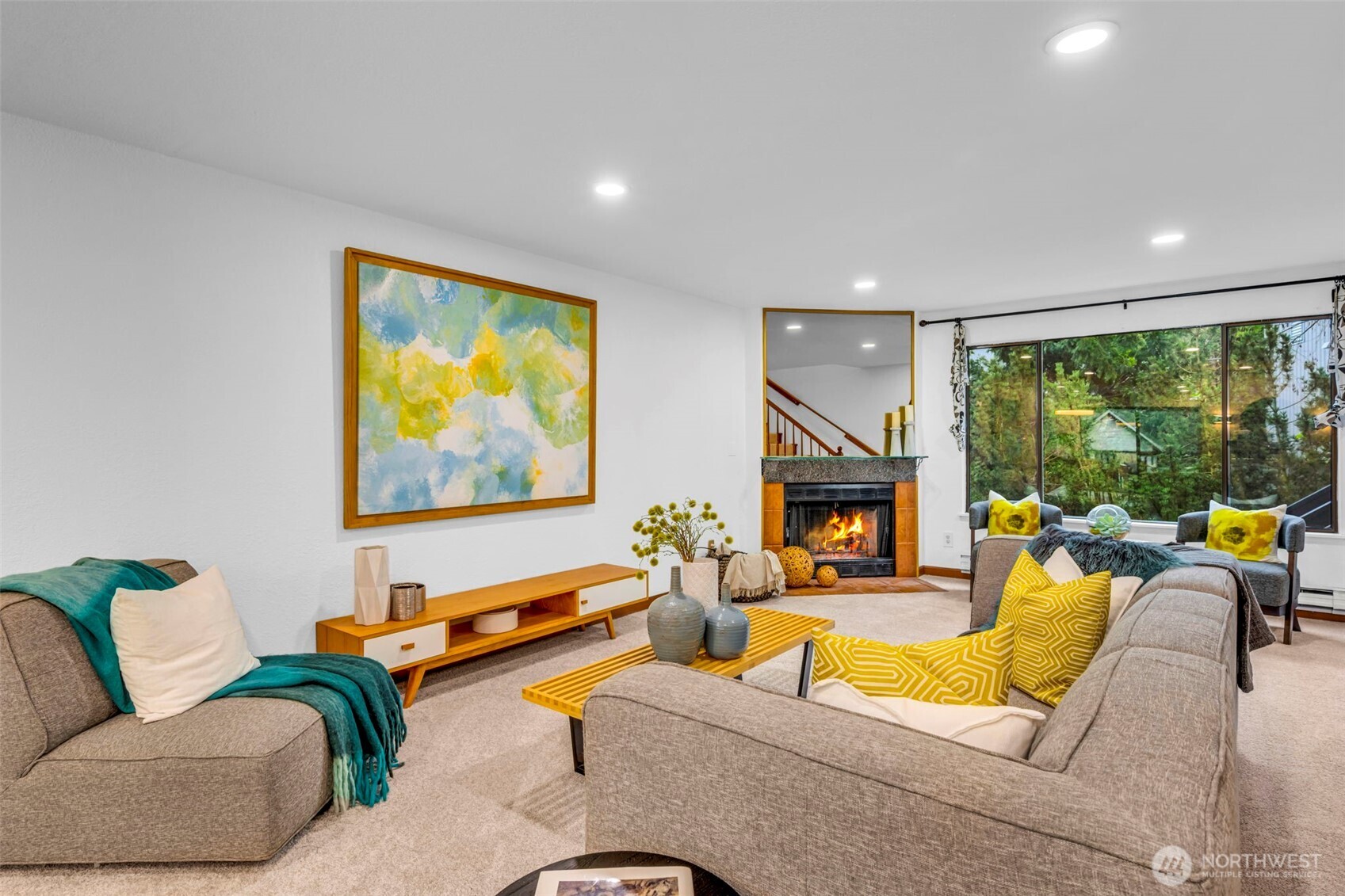 816 North 175th Street, Unit 2 Shoreline, WA 98133 - Photo 8 of 40 a living room with furniture and a fireplace