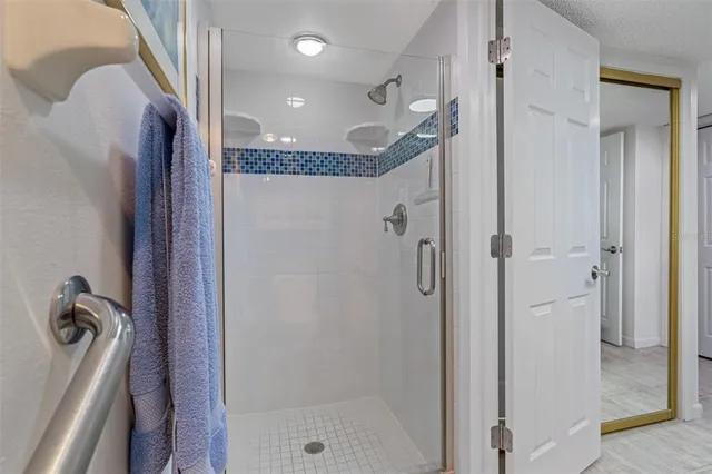 a bathroom with a shower