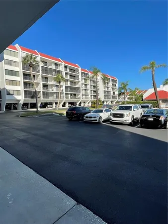 a view of car parked in front of building