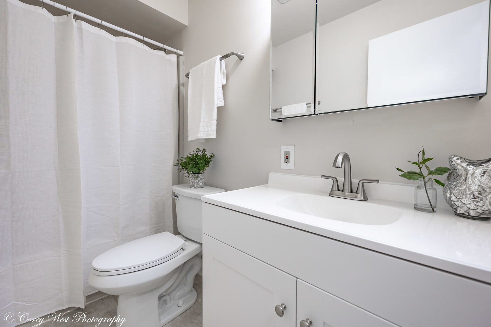 202 Chamberlain Drive DeKalb, IL 60115 - Photo 15 of 28 a bathroom with a sink a toilet and shower curtain