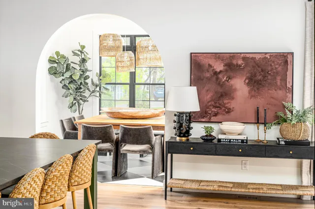 a living room with large window