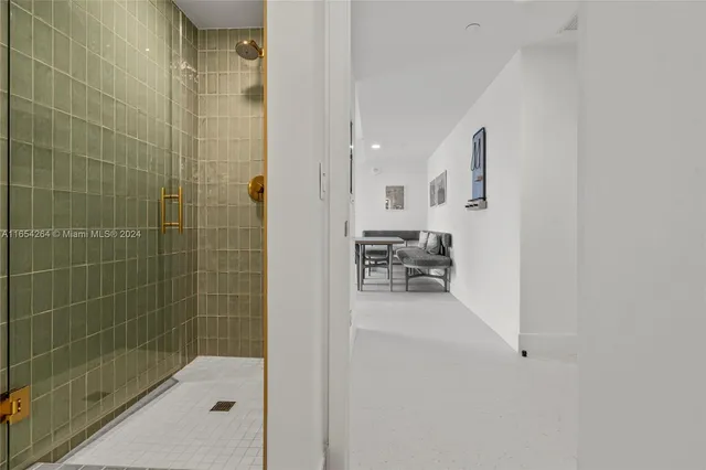 a bathroom with a shower
