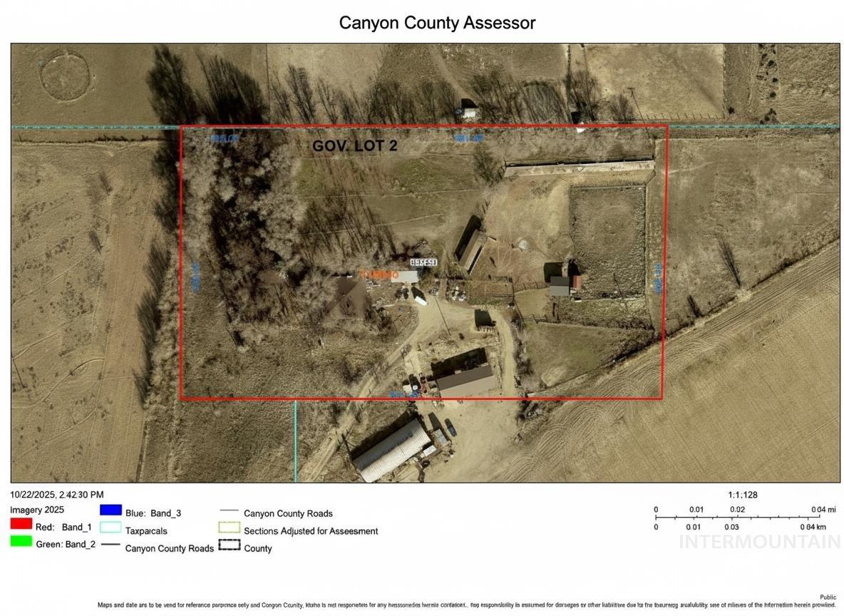 29862 Emmett Road Caldwell, ID 83607 - Photo 2 of 44 Aerial view of property's location with property parcel outlined