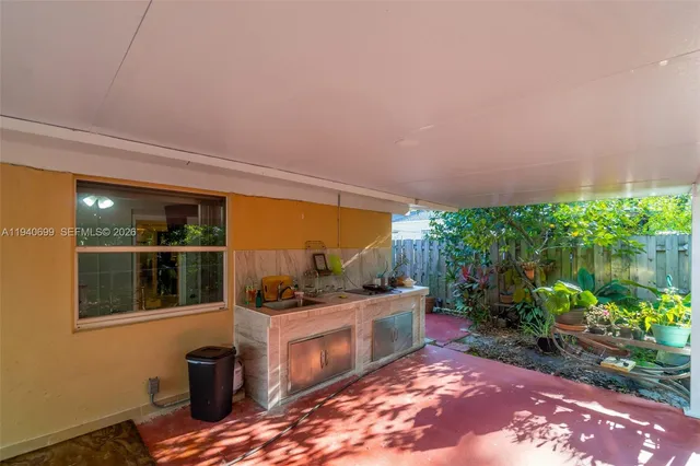 a outdoor space with seating space