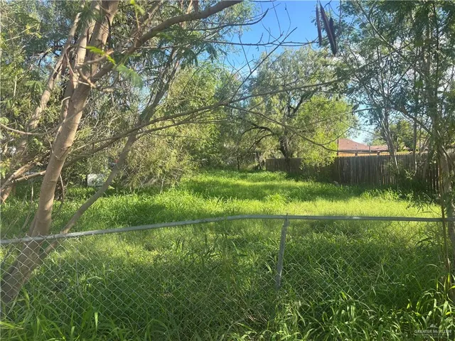 a yard with lots of green space and trees