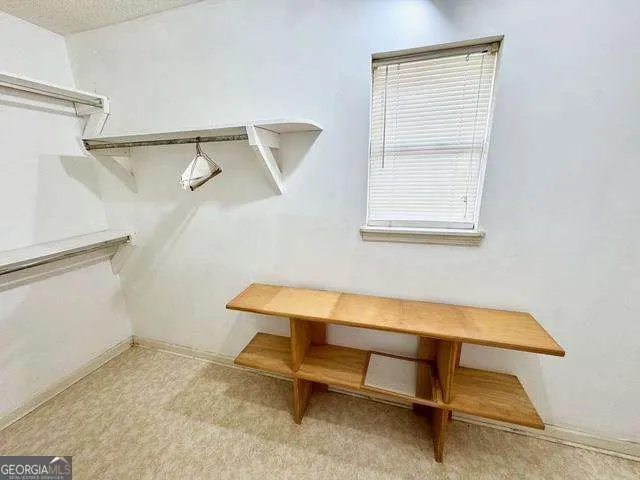 a bench sitting in a room