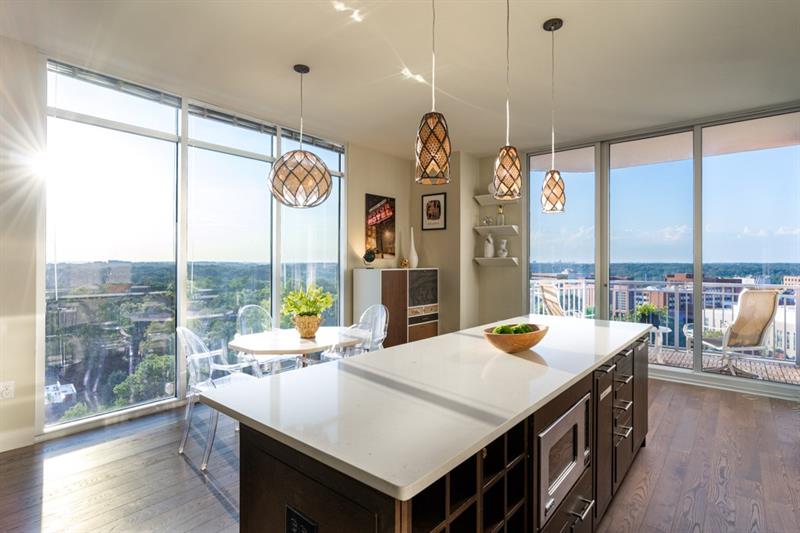 Corner Unit has Spectacular Buckhead skyline views to the North and sunset views to the West!