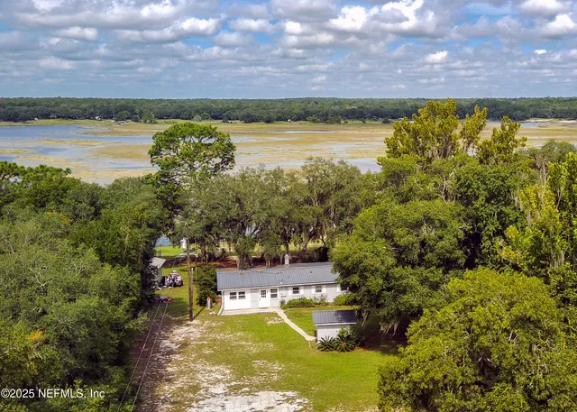 a view of a lake with a mountain