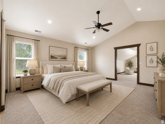 1279 West 1500th Street North Mapleton, UT 84664 - Photo 44 of 93 Spacious bedroom featuring vaulted ceilings and recessed lighting
