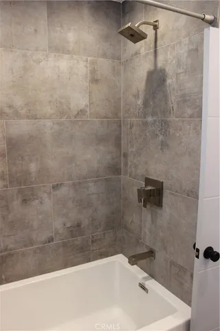 a bathroom with a bathtub