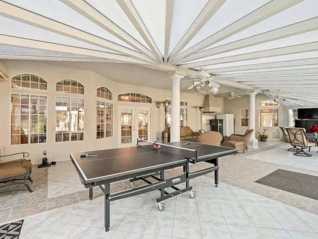 a view of a chair and table