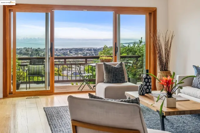 a view of a city from a balcony