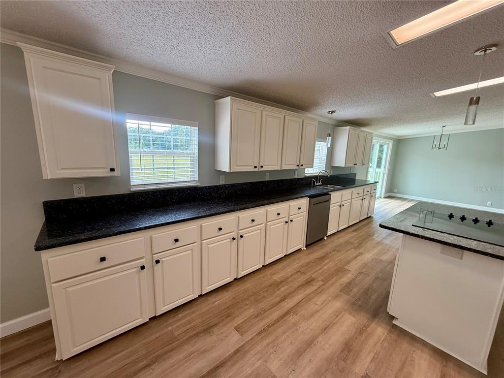 1070 Southwest Mauldin Avenue Lake City, FL 32024 - Photo 10 of 31 a kitchen with granite countertop a stove a sink and white cabinets with wooden floor