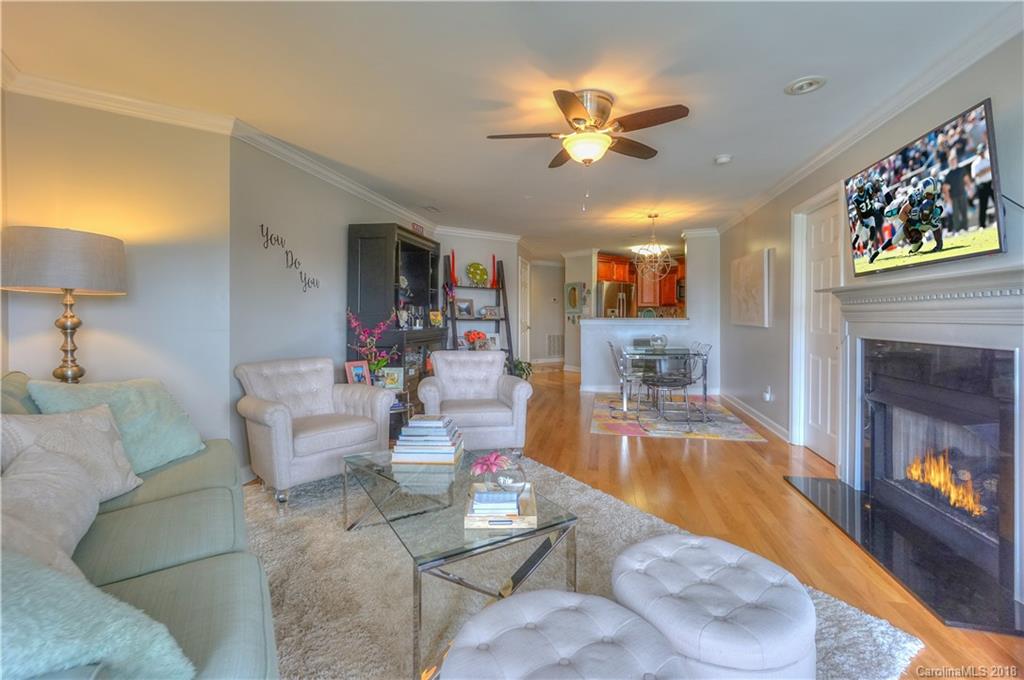 1332 Torrence Circle, Unit 1332 Davidson, NC 28036 - Photo 7 of 24 a living room with furniture and a fireplace