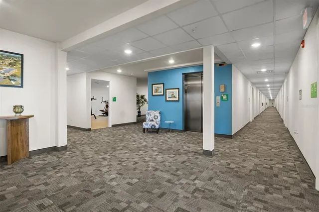 a view of a hallway with closet