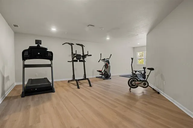 a view of a room with gym equipment