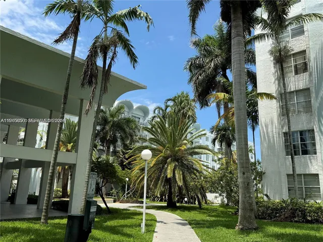 a view of a palm trees front of house