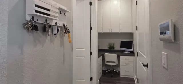 a room with a cabinets and a stove