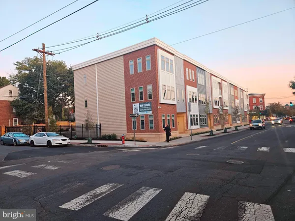 a front view of a building with street