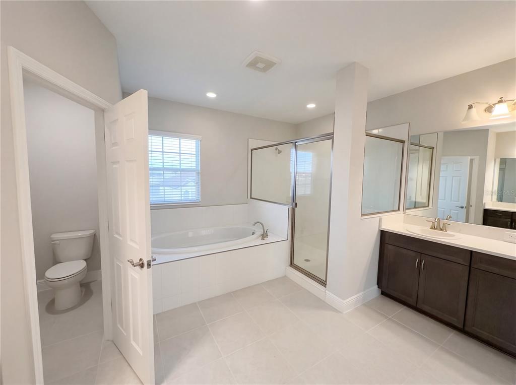11277 Rustic Timber Loop San Antonio, FL 33576 - Photo 33 of 55 a spacious bathroom with a tub shower sink vanity and a toilet
