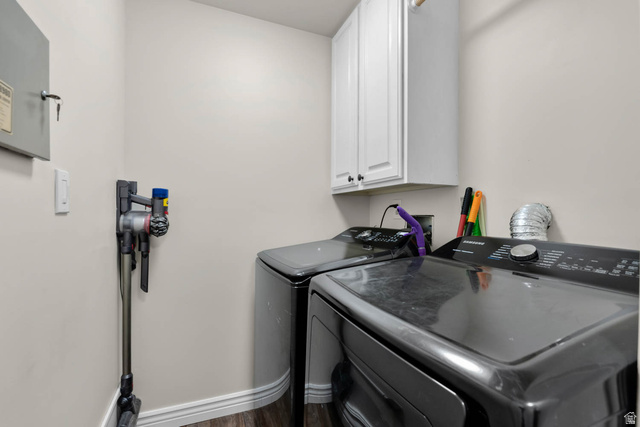 10686 South Covered Brg Cyn Road, Unit 14 Spanish Fork, UT 84660 - Photo 43 of 44 Dedicated laundry area featuring wood-finish flooring and white baseboards