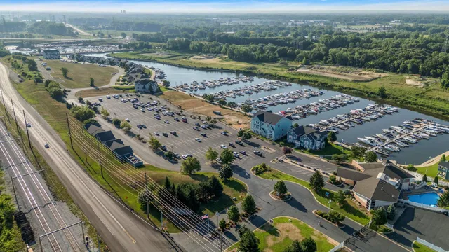 an aerial view of a house