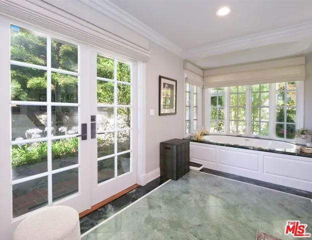 a living room with a large window