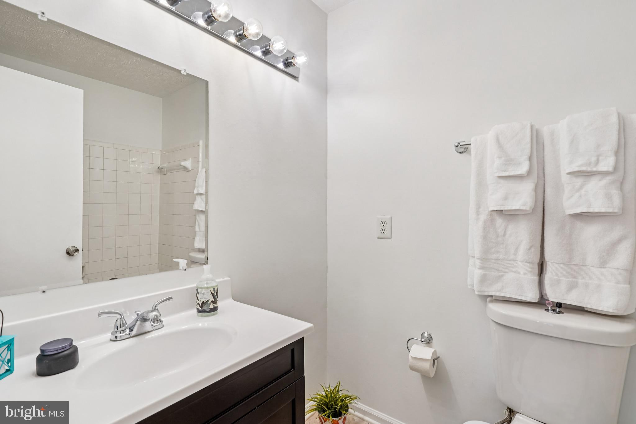 2203 Hunter's Run Drive Reston, VA 20191 - Photo 27 of 48 a bathroom with a sink a toilet and mirror