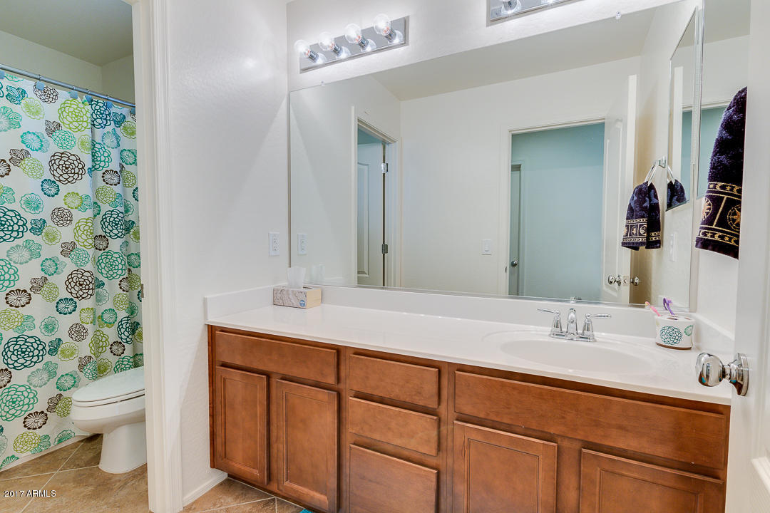 2099 South Martingale Road Gilbert, AZ 85295 - Photo 31 of 43 a bathroom with a sink a toilet and a mirror