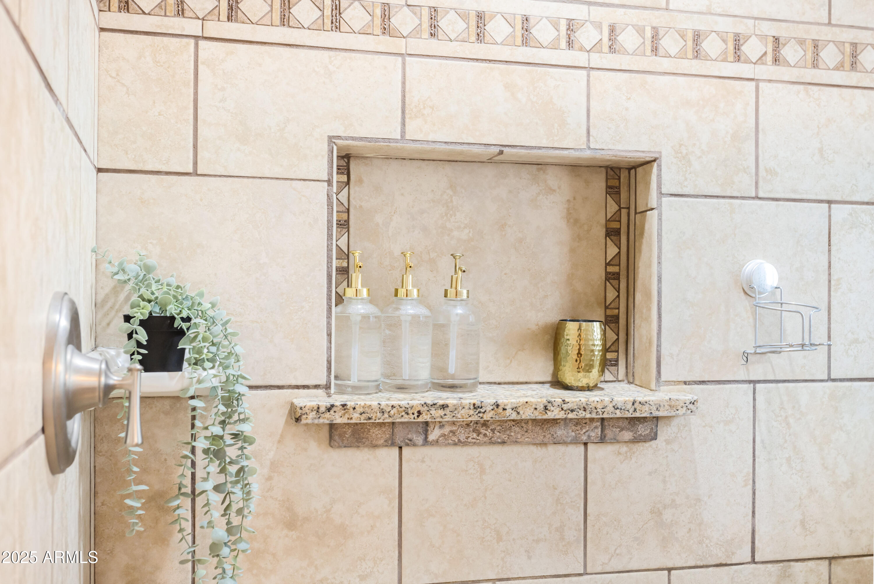 4931 Loma Loop Sierra Vista, AZ 85635 - Photo 30 of 47 a bathroom with a granite countertop shower a mirror and a sink