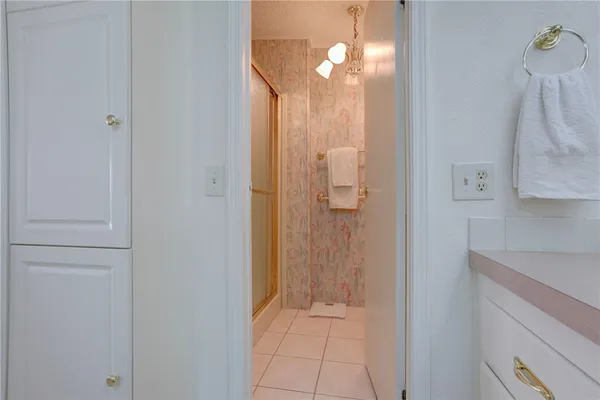 a bathroom with a shower