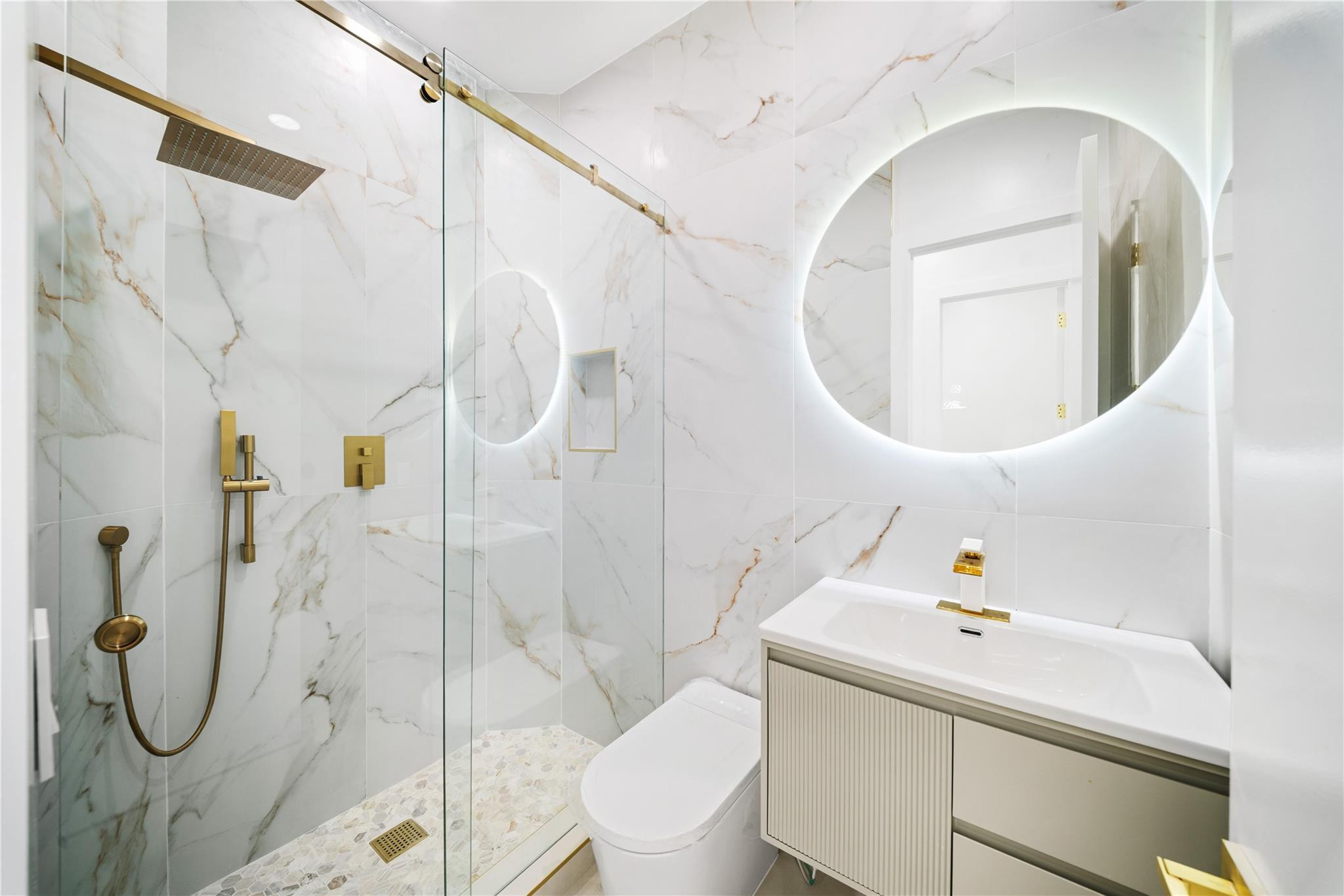 22722 El Dorado Drive Boca Raton, FL 33433 - Photo 13 of 50 a bathroom with a sink toilet and shower