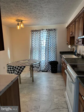 a kitchen with a sink a counter and cabinets