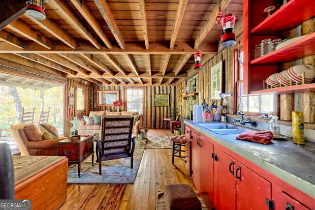 a living room with furniture