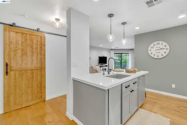 a view of a kitchen counter space