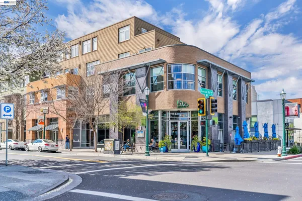 a view of a building on a street