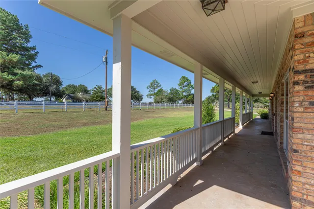 a view of a balcony with lake view