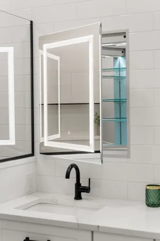 a bathroom with a window