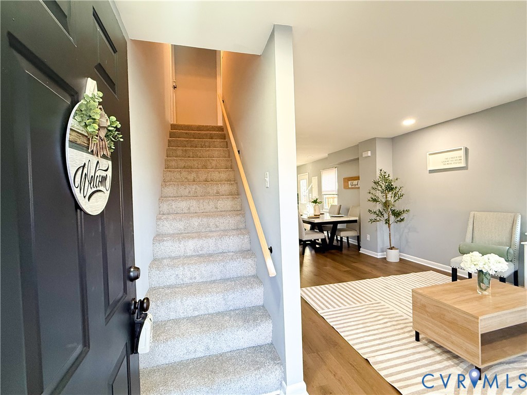 3004 South Ridge Drive Midlothian, VA 23112 - Photo 4 of 35 Stairs with wood finished floors and recessed ligh