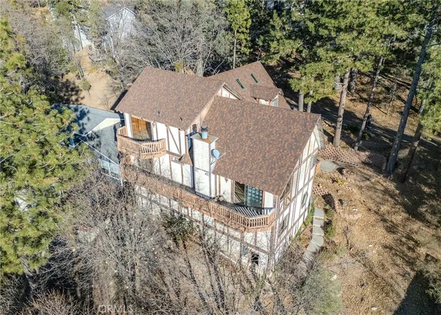 an aerial view of a house