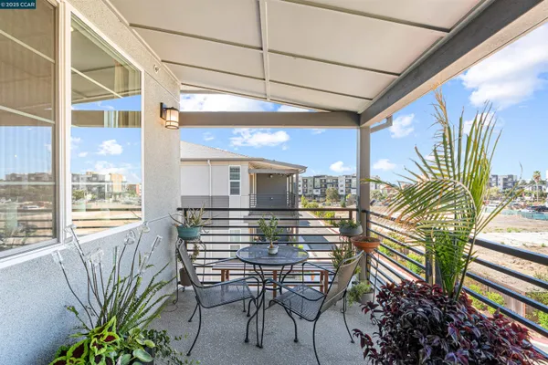 a view of a city from a balcony