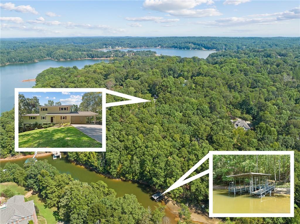 an aerial view of lake