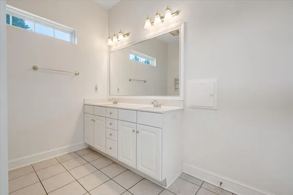 a view of a lake with mountains in the background