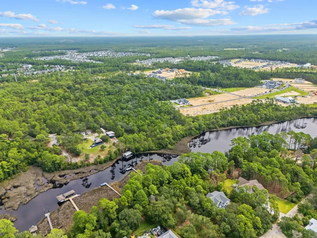 a view of a lake with a city