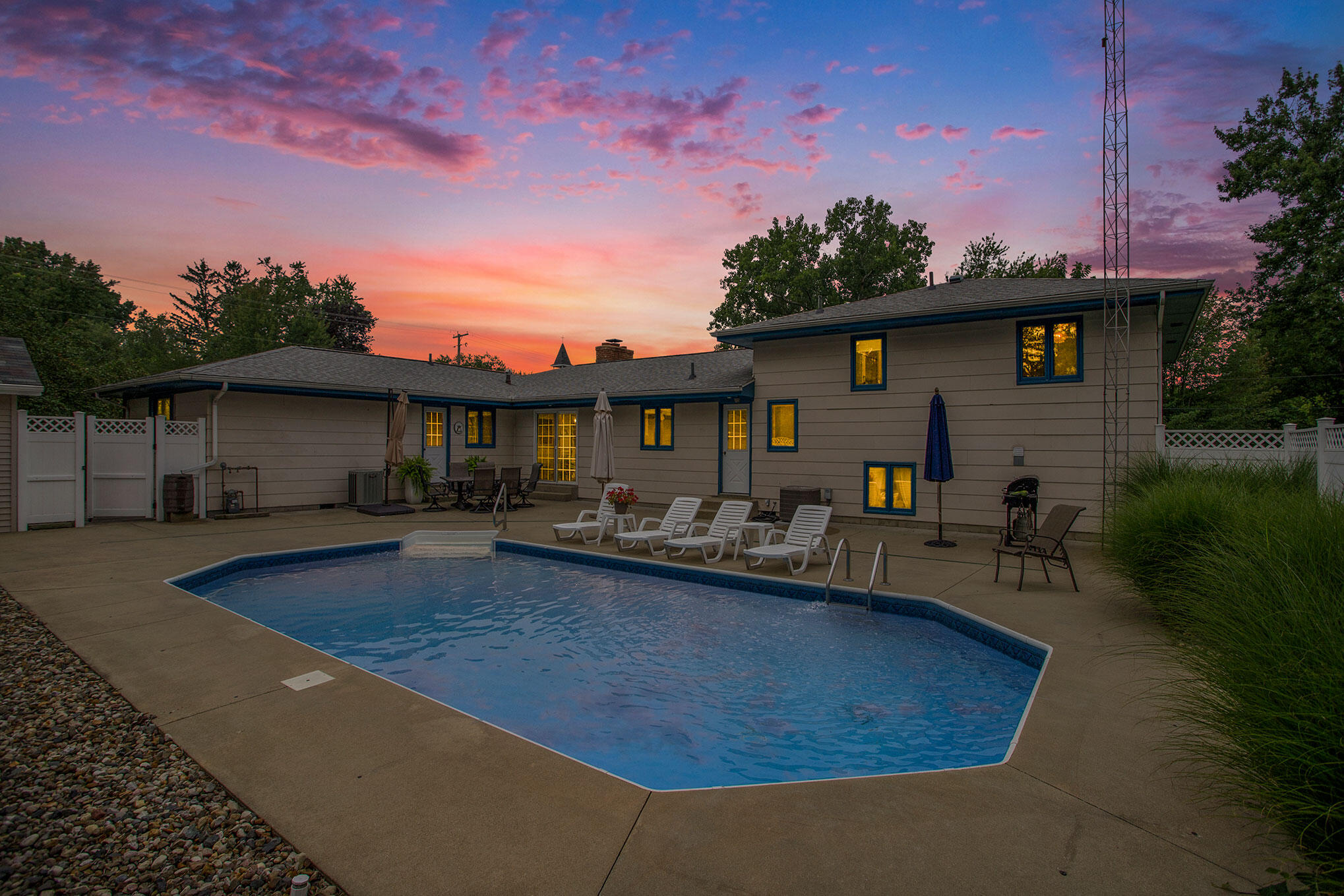 12891 Flynn Road Sawyer, MI 49125 - Photo 10 of 39 Twilight of pool