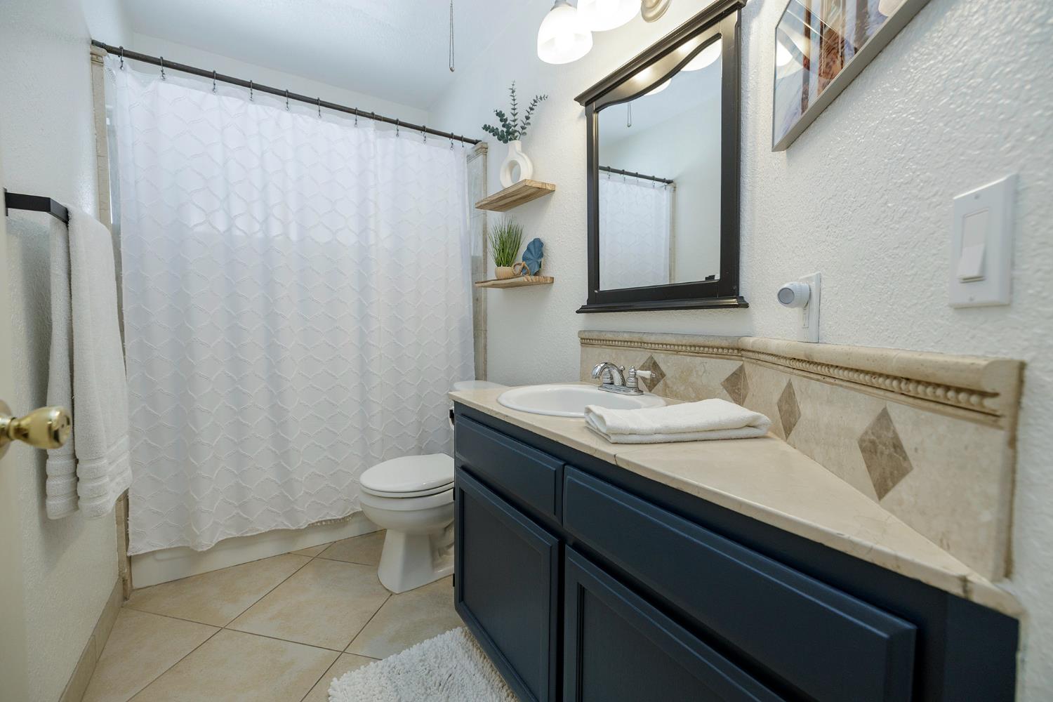 230 Meyenberg Avenue Ripon, CA 95366 - Photo 40 of 52 a bathroom with a granite countertop sink toilet and shower