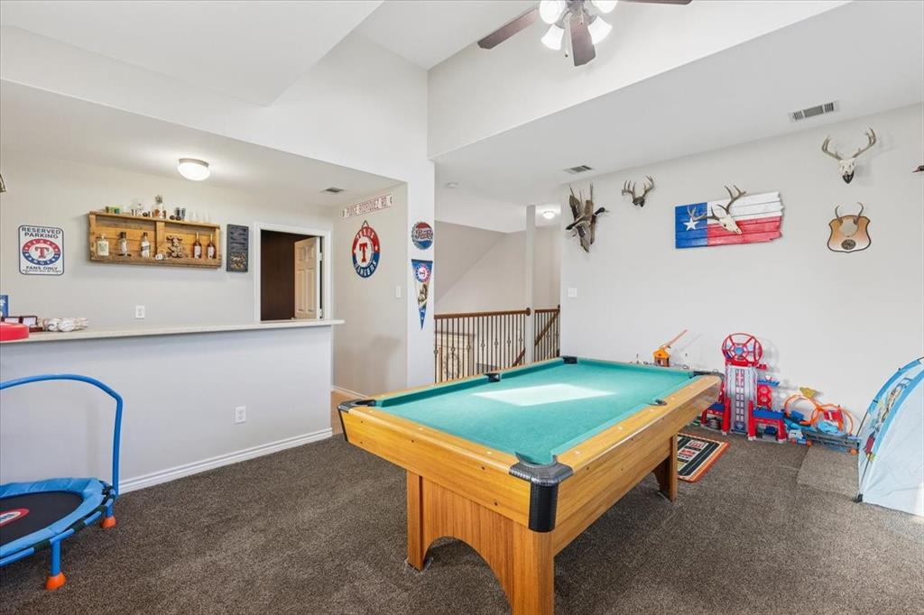 868 Valley Ridge Road Burleson, TX 76028 - Photo 33 of 40 a room with pool table and musical instruments
